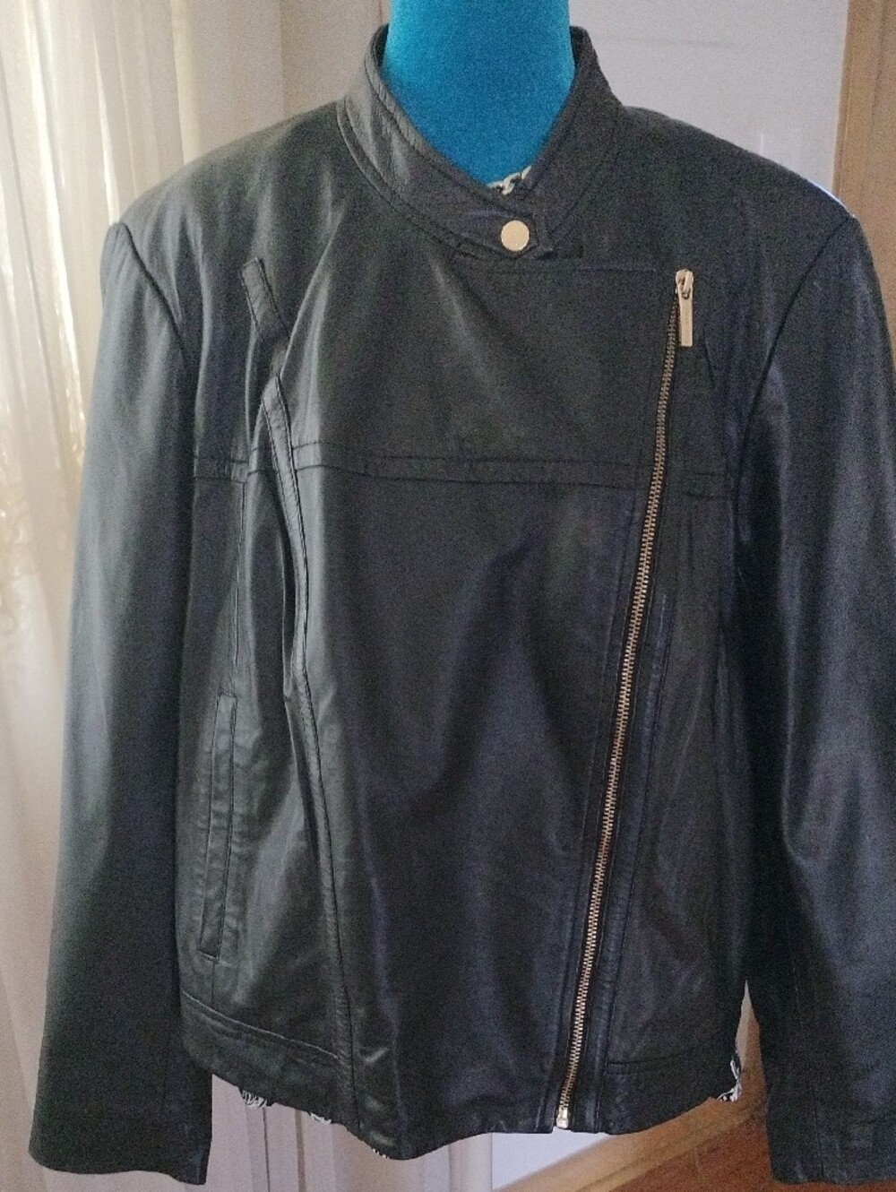 Michael Kors 2XL Women's Black Asymmetrical Zip Leather Jacket